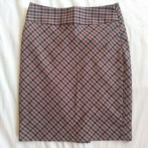 The Limited Plaid Khaki Pencil Skirt